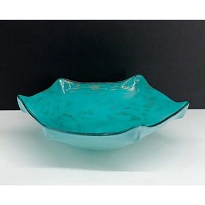 Murano Turquoise Decorative Bowl with Silver Flecks